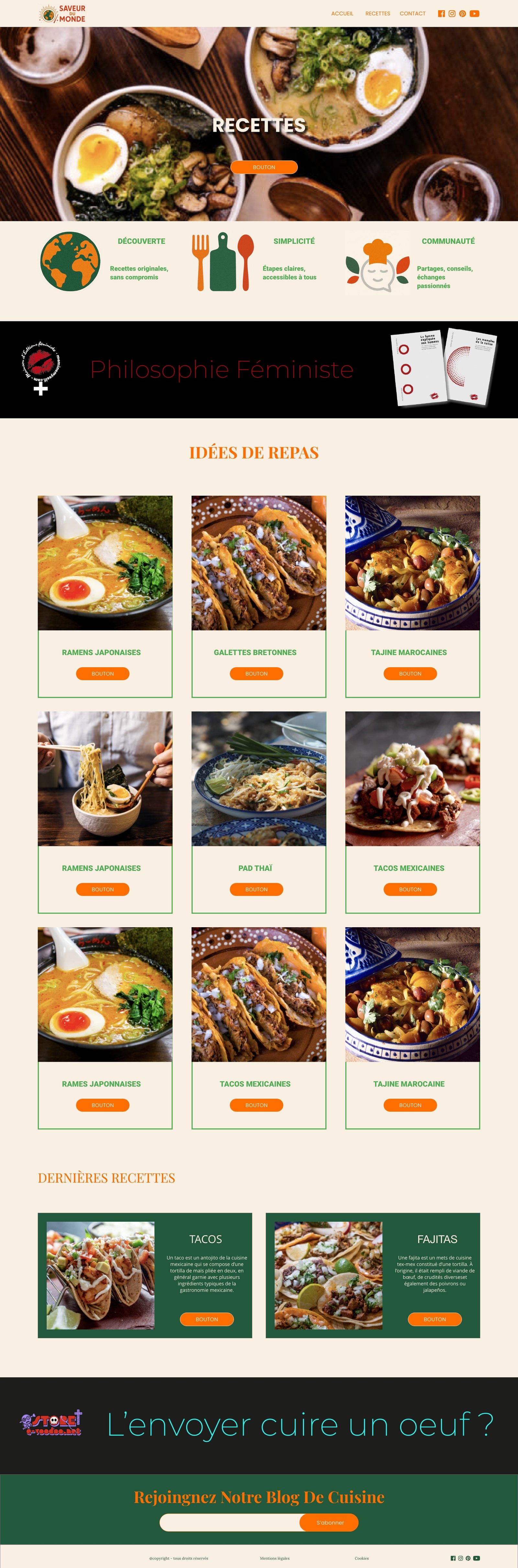 Page recettes Saveur du monde par maggie design