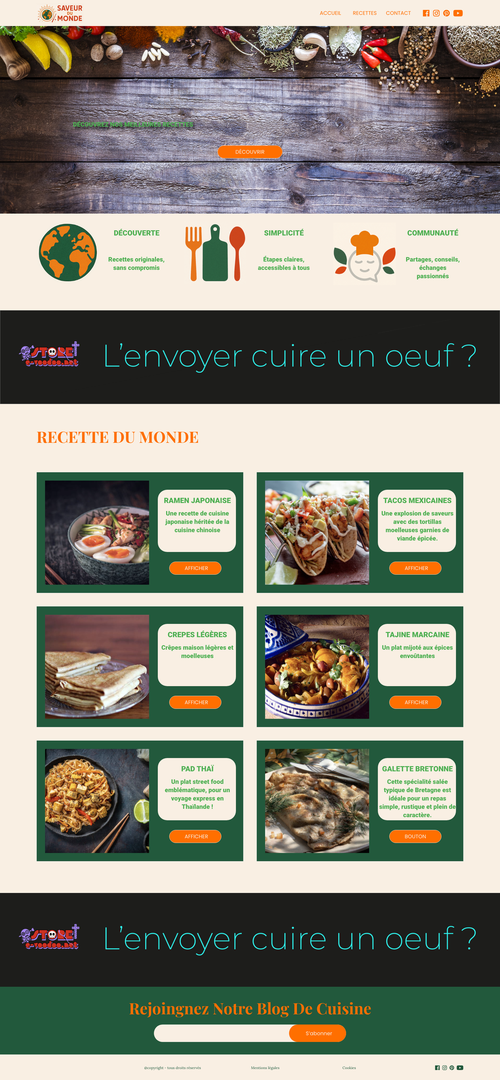 page d'accueil du site saveur du monde par maggie design