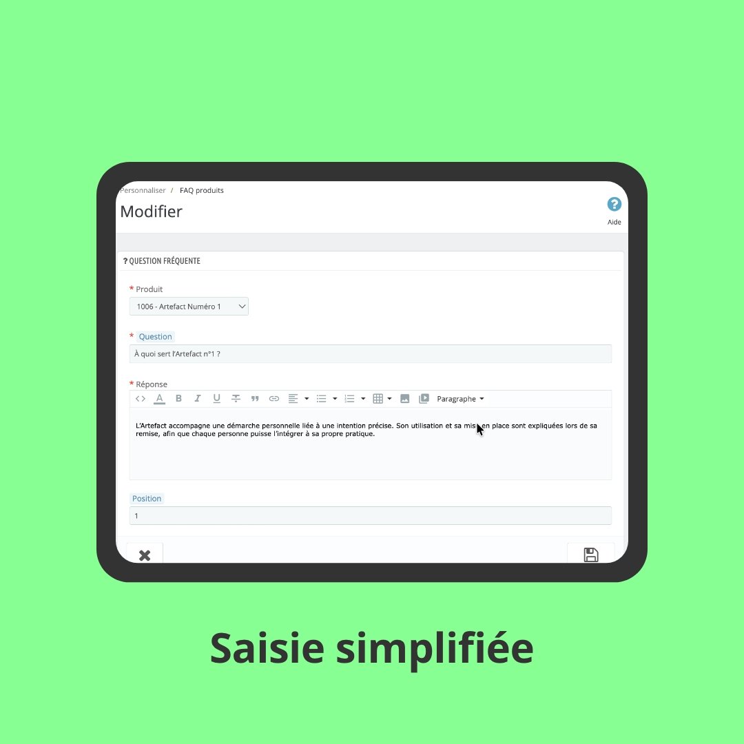 Module faq produit saisie simplifiée