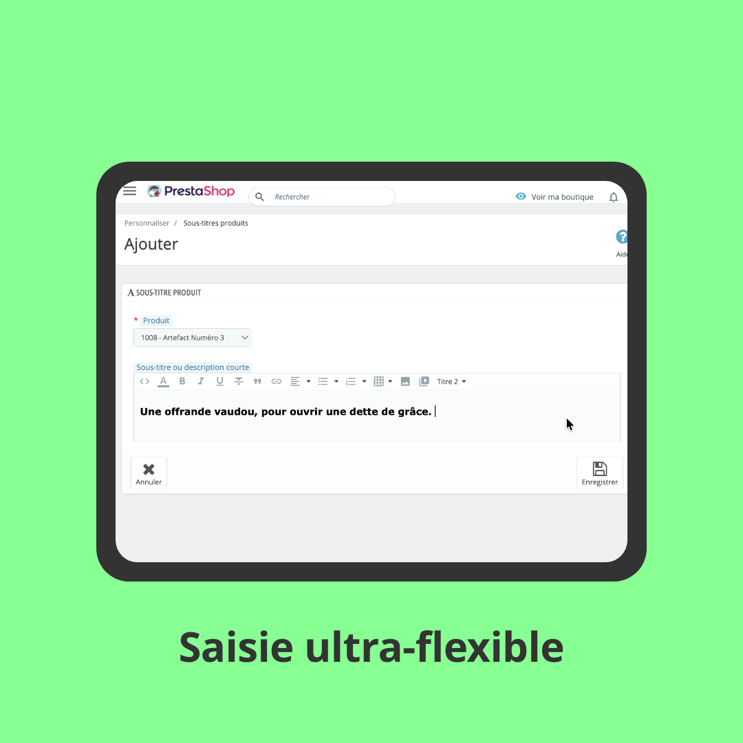 Menu latéral PrestaShop en 1 clic