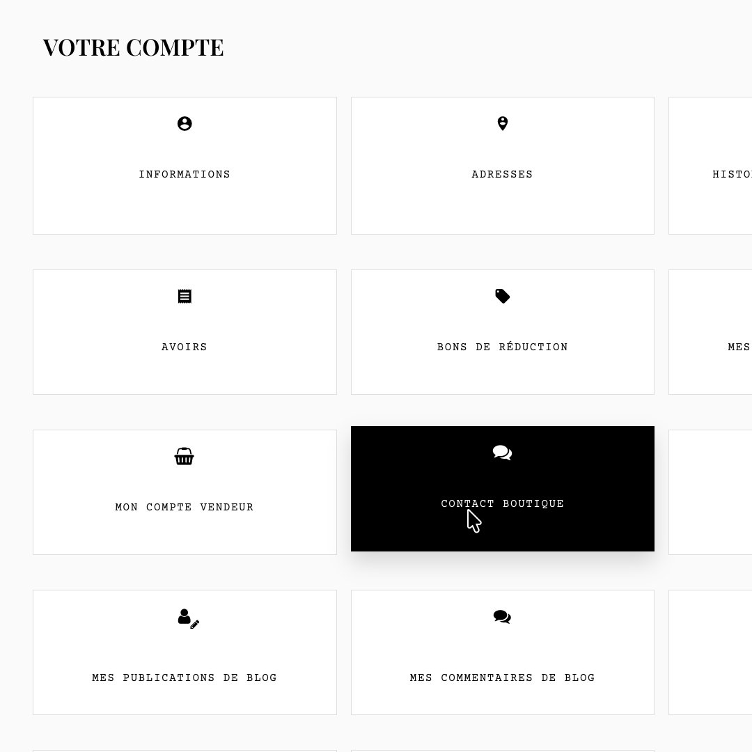 personnalisation de l'espace mon compte par le style enfant prestashop pour store-e-voodoo.net par maggie design